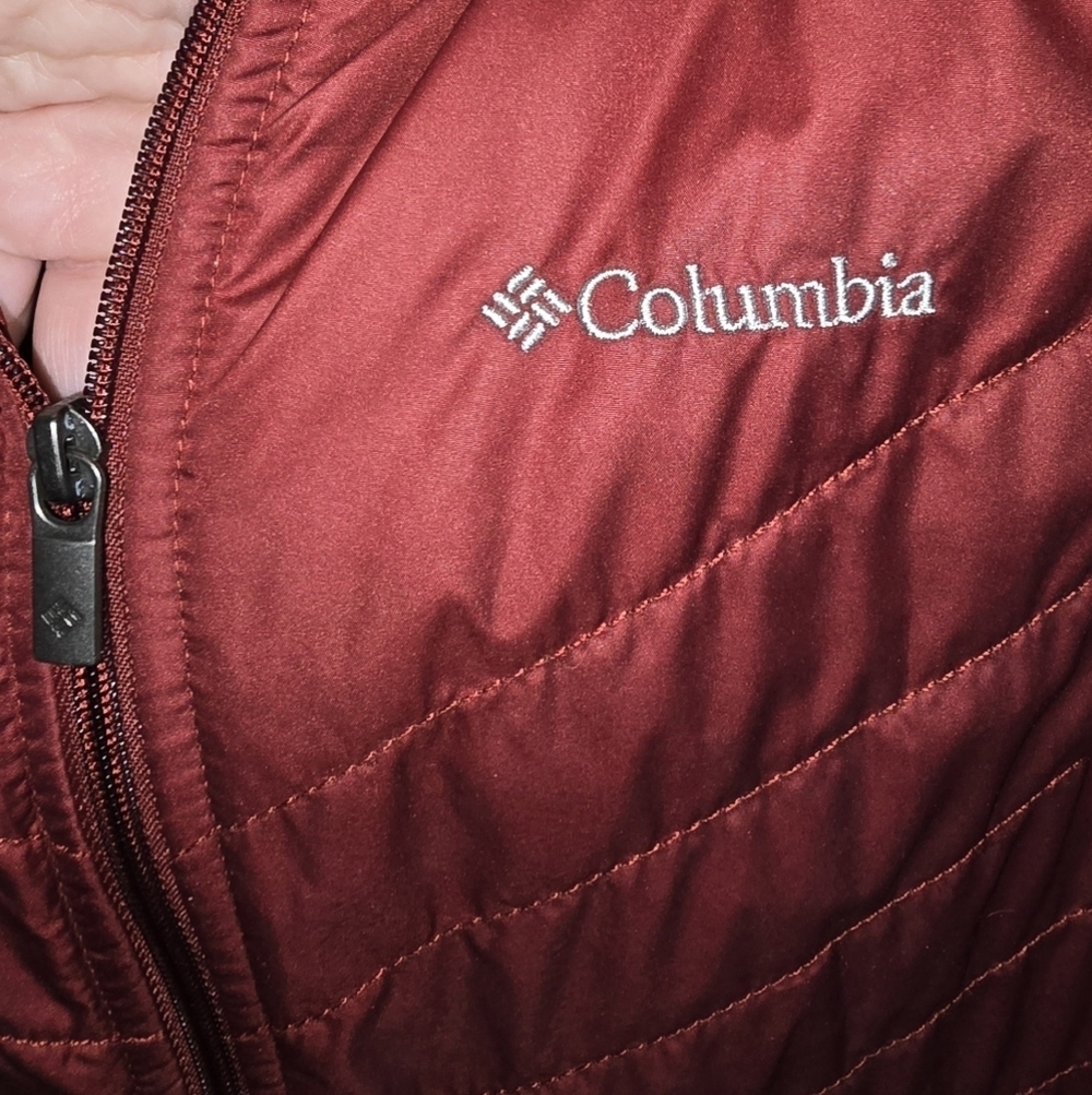 Columbia Red Quilted Puffer Vest With Pockets Zip-up Cold Weather Women's M - Picture 6 of 10